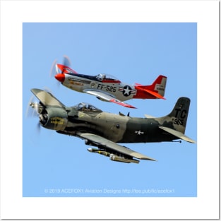 A1 Skyraider and P-51 Mustang Posters and Art